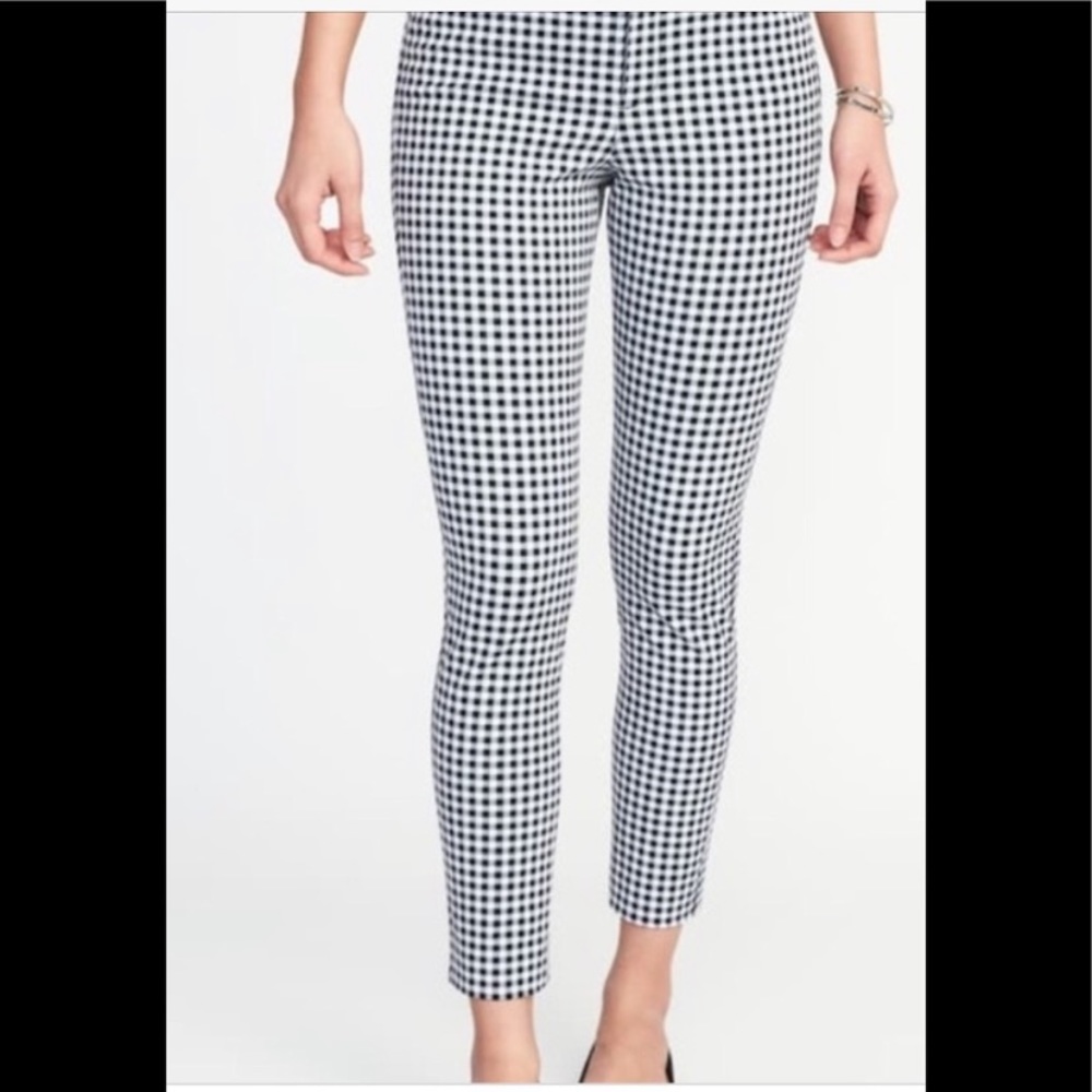 Mango Skinny Black/White Gingham Checkered Pants 2